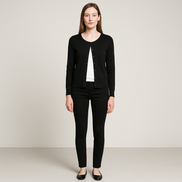 Joseph A Sweaters - Joseph A Studio Petite Black Button Up Cardigan